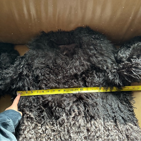 Vintage chocolate brown fur shearling curly lamb leather penny lane coat jacket - Picture 14 of 16